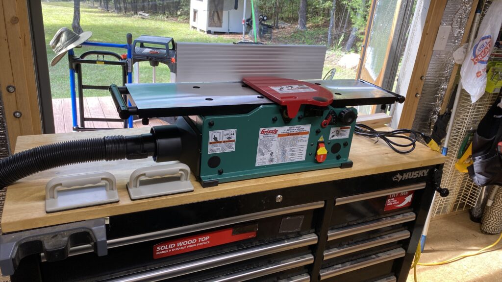 board jointer on a bench
