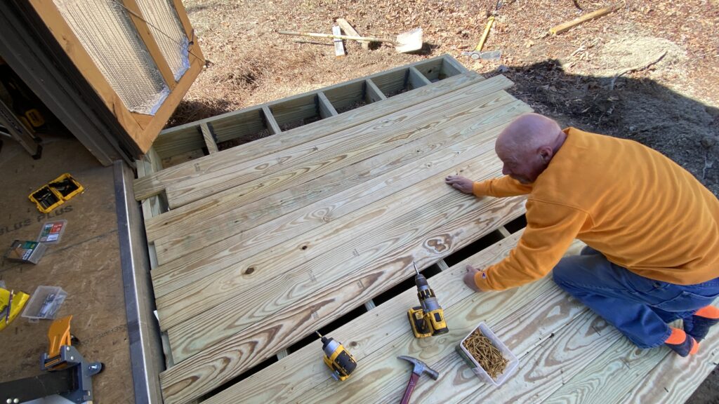 Adding the deck boards